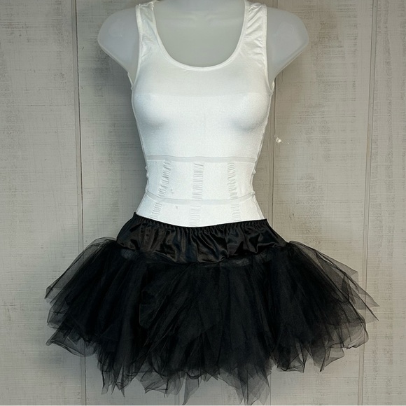 Black Fairy Grunge Tutu Skirt Adult M Stretch Tiered Mesh Goth Emo Punk Ballet - Picture 2 of 8
